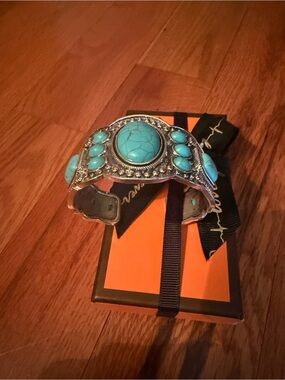 Turquoise Stone Statement Cuff Bracelet